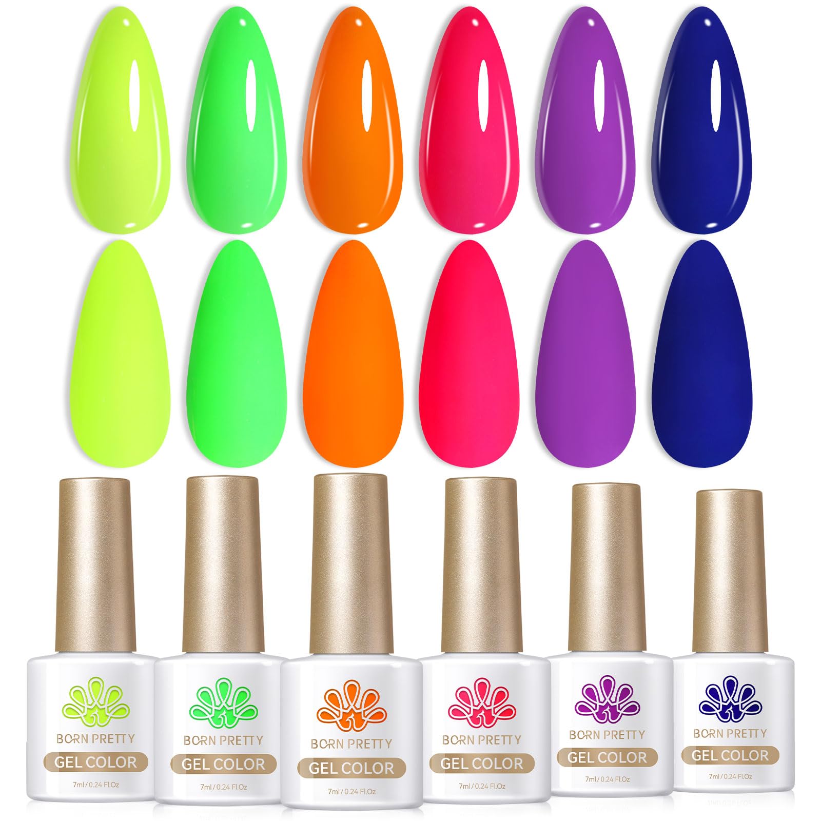 Born Pretty neon glow orange gel polish bottle shows vibrant neon finish for bold looks.