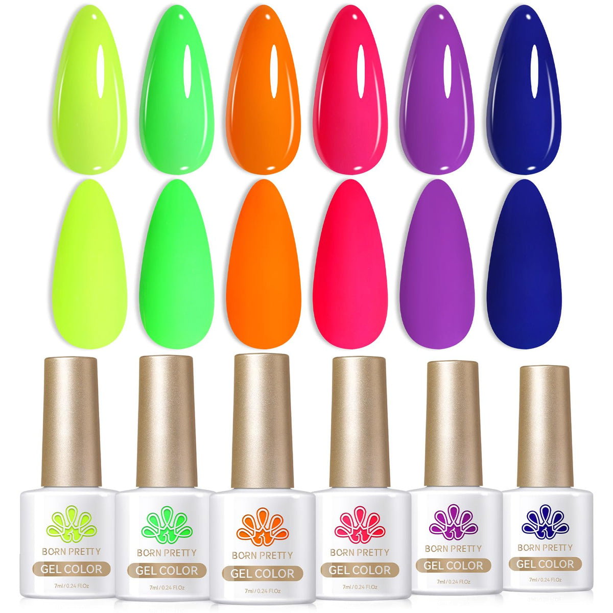 Born Pretty neon glow orange gel polish bottle shows vibrant neon finish for bold looks.