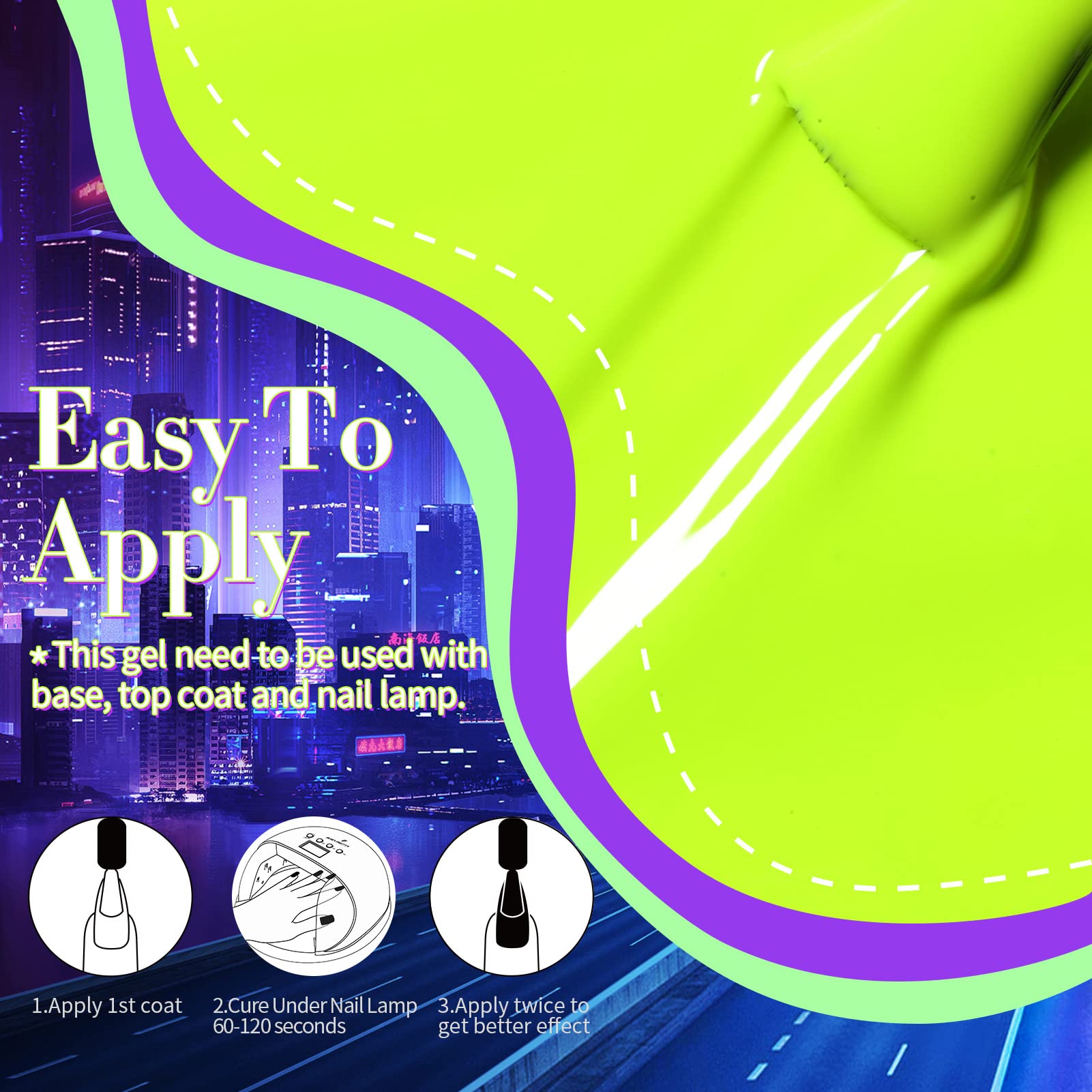 Born Pretty neon glow gel polish bottle close-up highlights premium packaging and smooth brush.