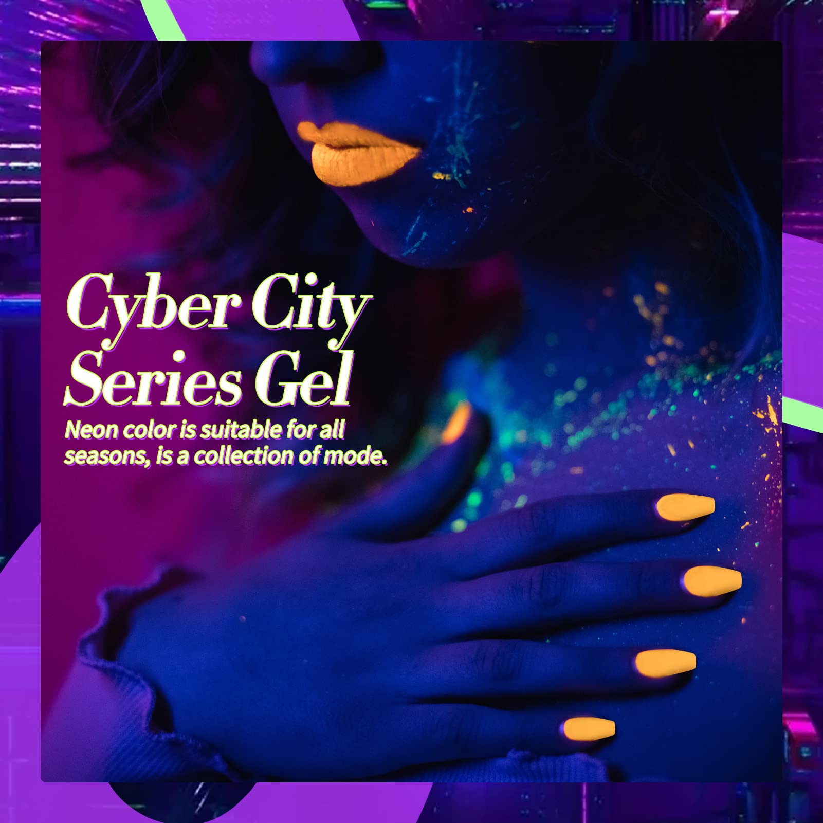Born Pretty neon glow gel swatches display the six vibrant shades.