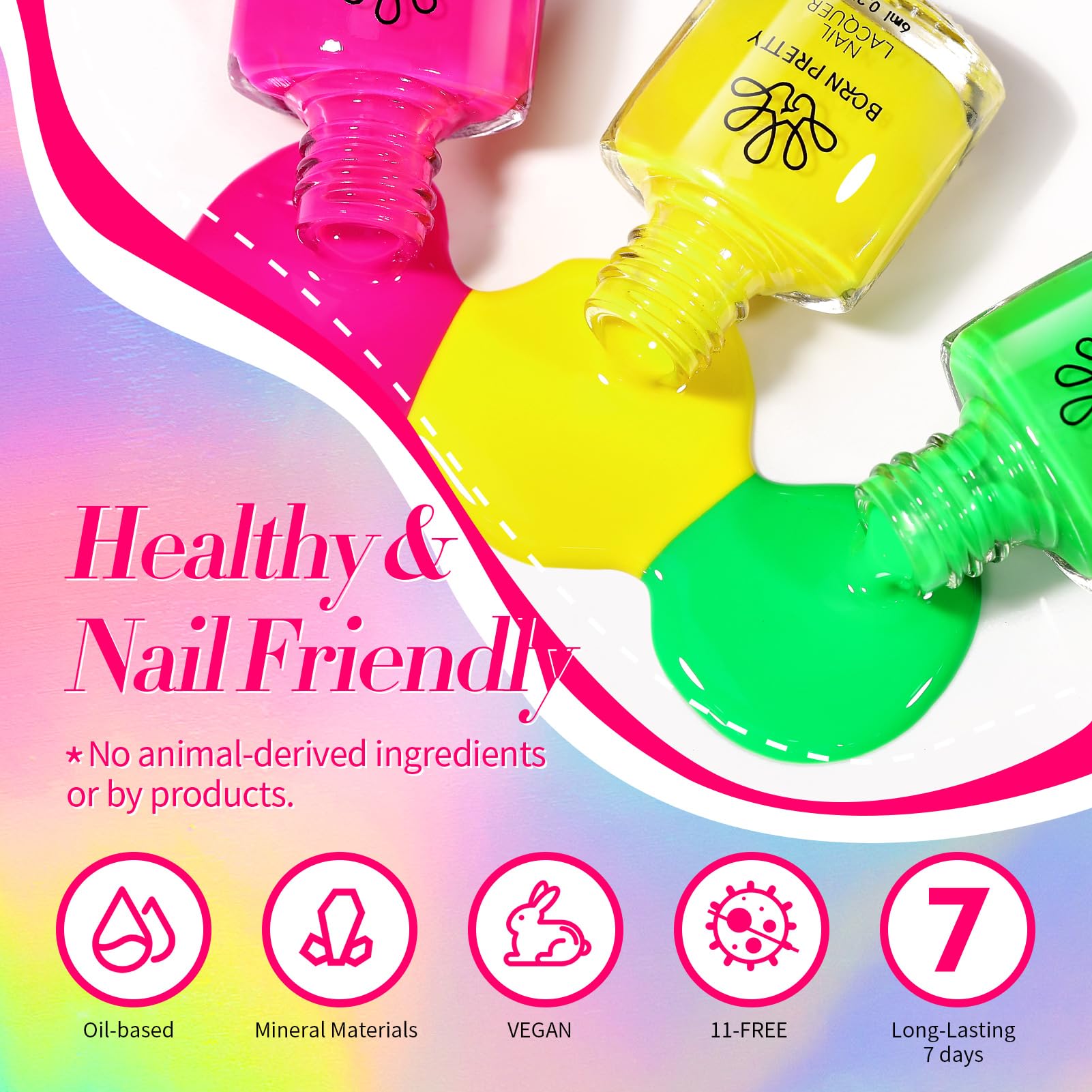 Born Pretty Neon Nail Polish Set purple neon shade for festival-ready looks