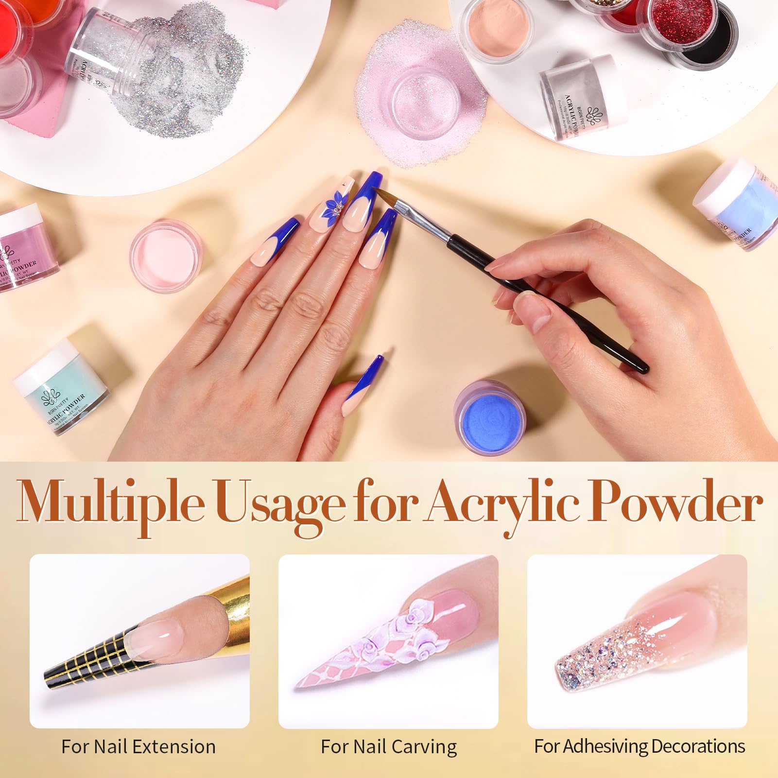 Born Pretty no lamp needed acrylic powder for fast at home nails