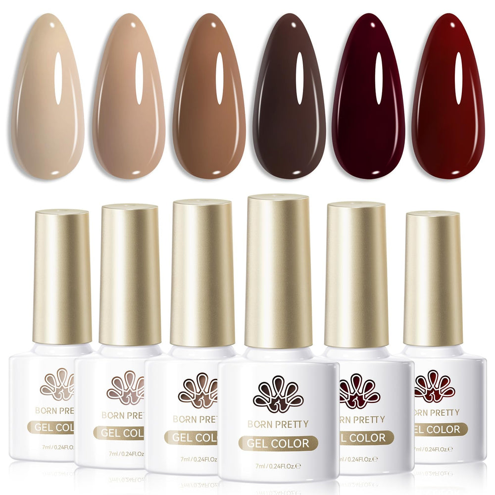 Born Pretty nude gel six-color set displayed for versatile fall looks.
