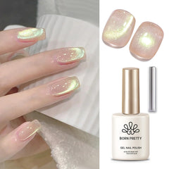 Born Pretty nude pink cat-eye nail polish with magnetic effect for chic nails.