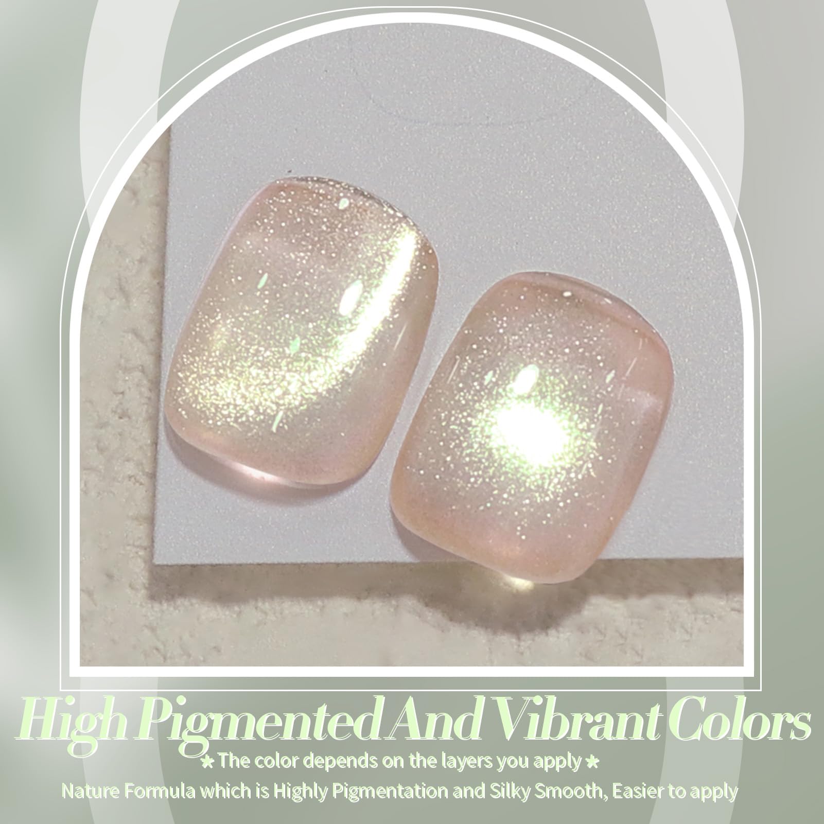 Born Pretty nude pink cat-eye polish with magnet to create shifting color effects.