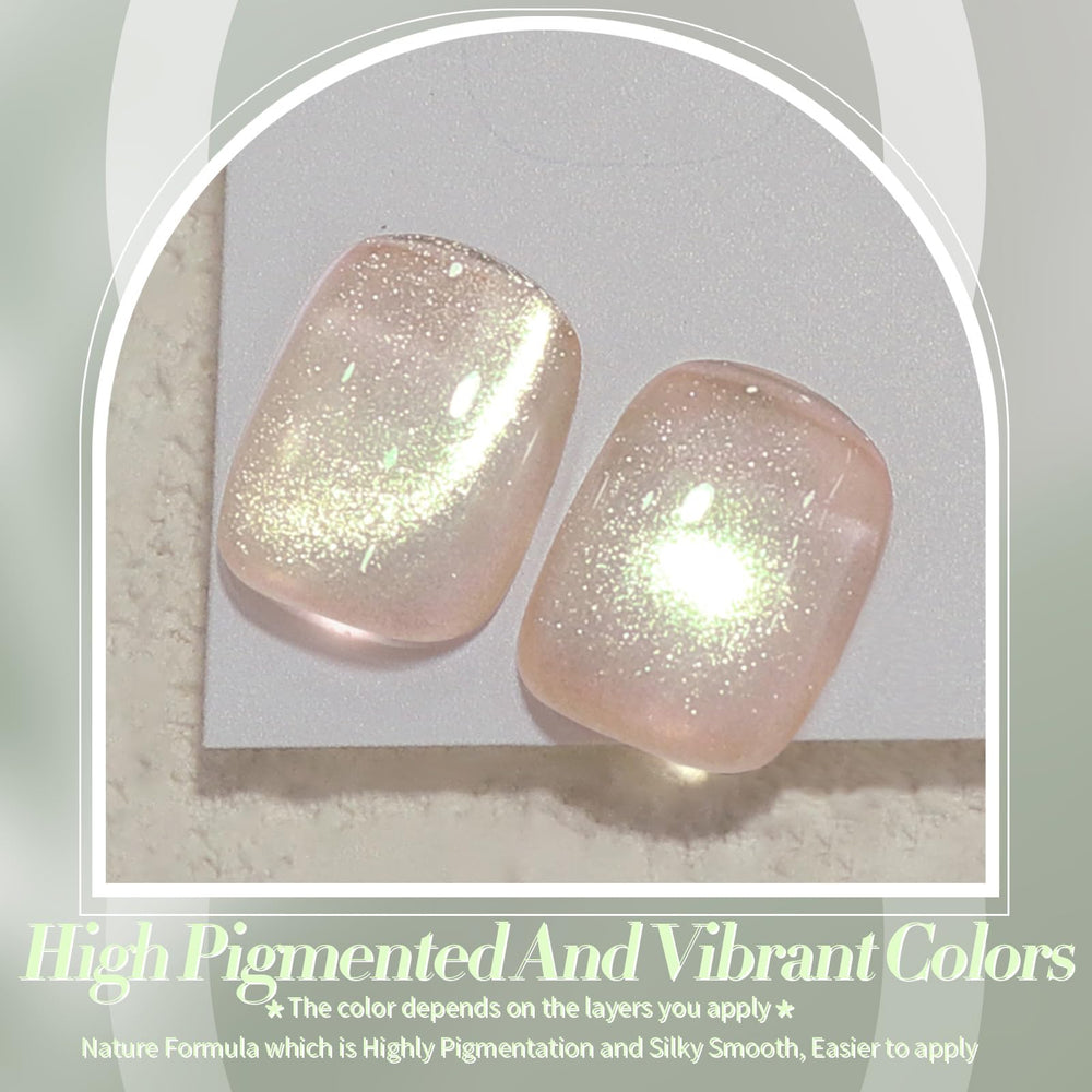 Born Pretty nude pink cat-eye polish with magnet to create shifting color effects.