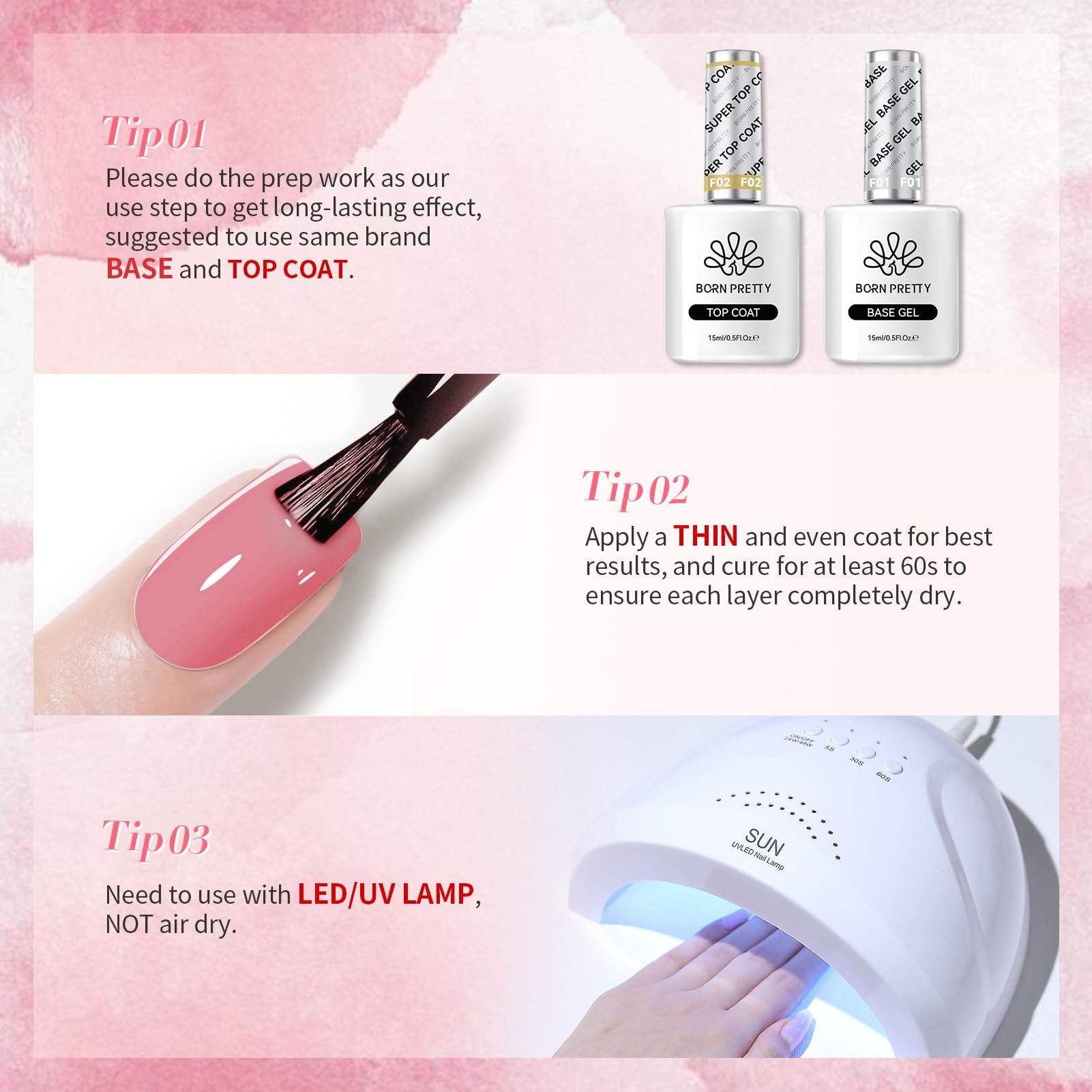 Born Pretty 6-color collection offers varied pink tones.