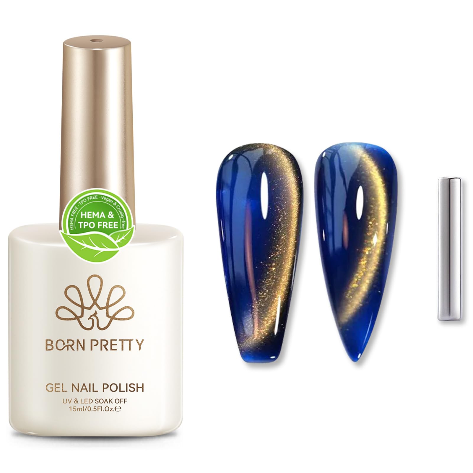 Packaging contents show the Born Pretty gel bottle and instructions.