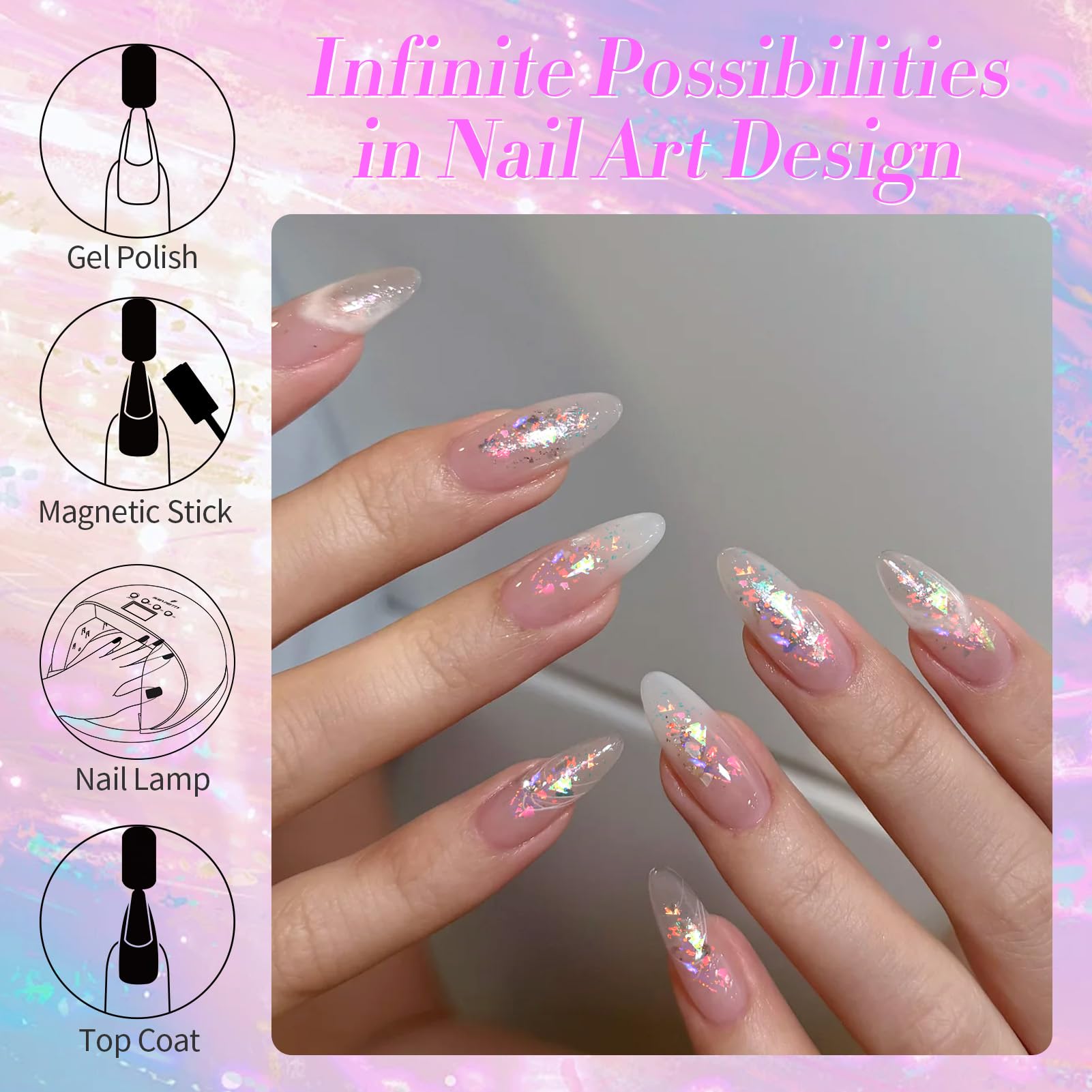 Born Pretty glitter gel nails look for a party-ready mani