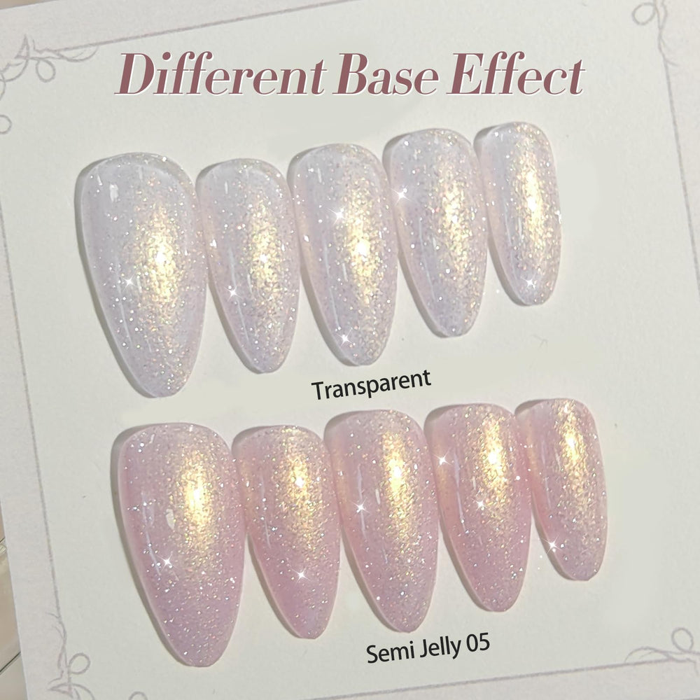 Swatches of Born Pretty Pearl Gel showing glitter gradient shimmer