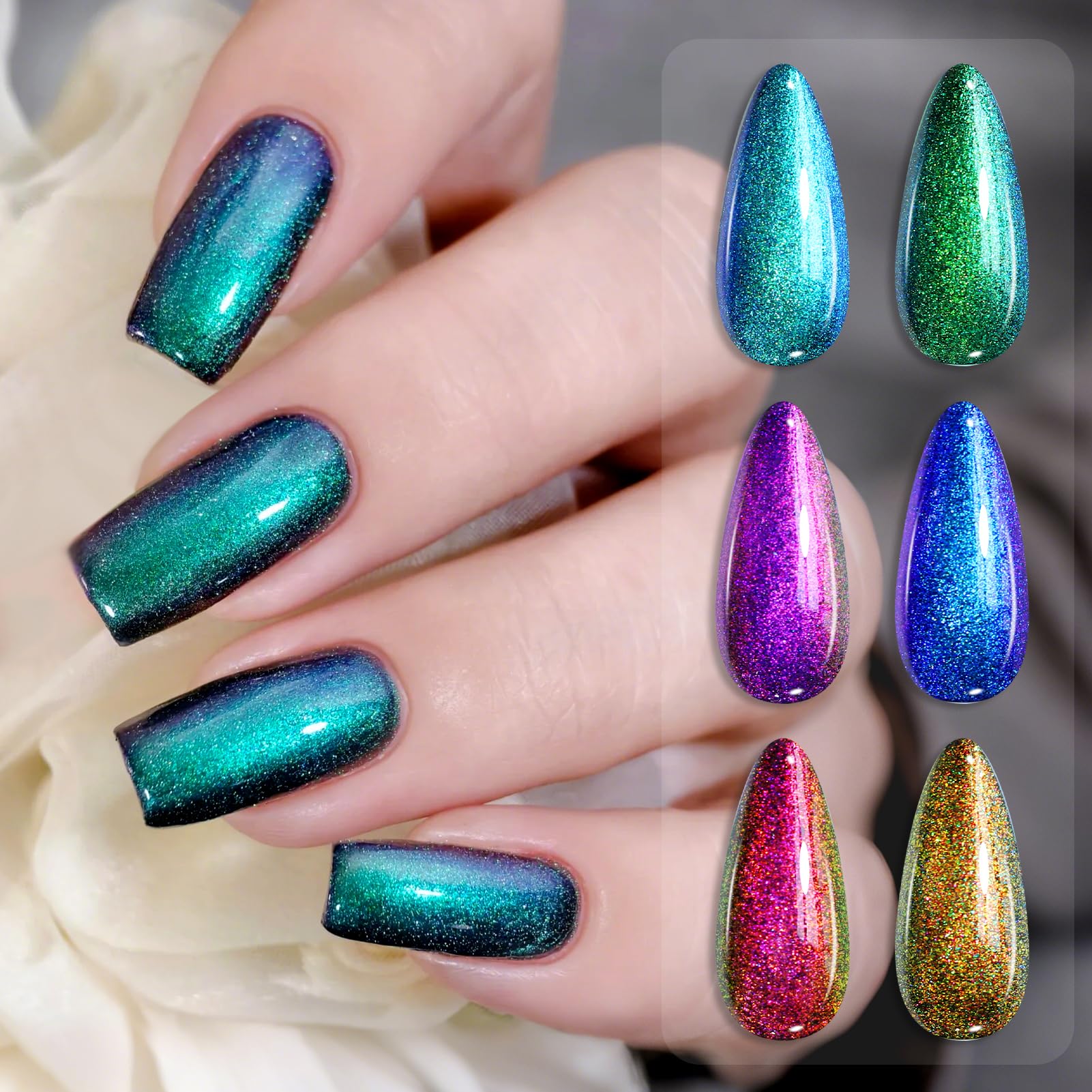 Born Pretty Pearl Gel Nail Polish Transparent Pearl, layered shimmer effects.