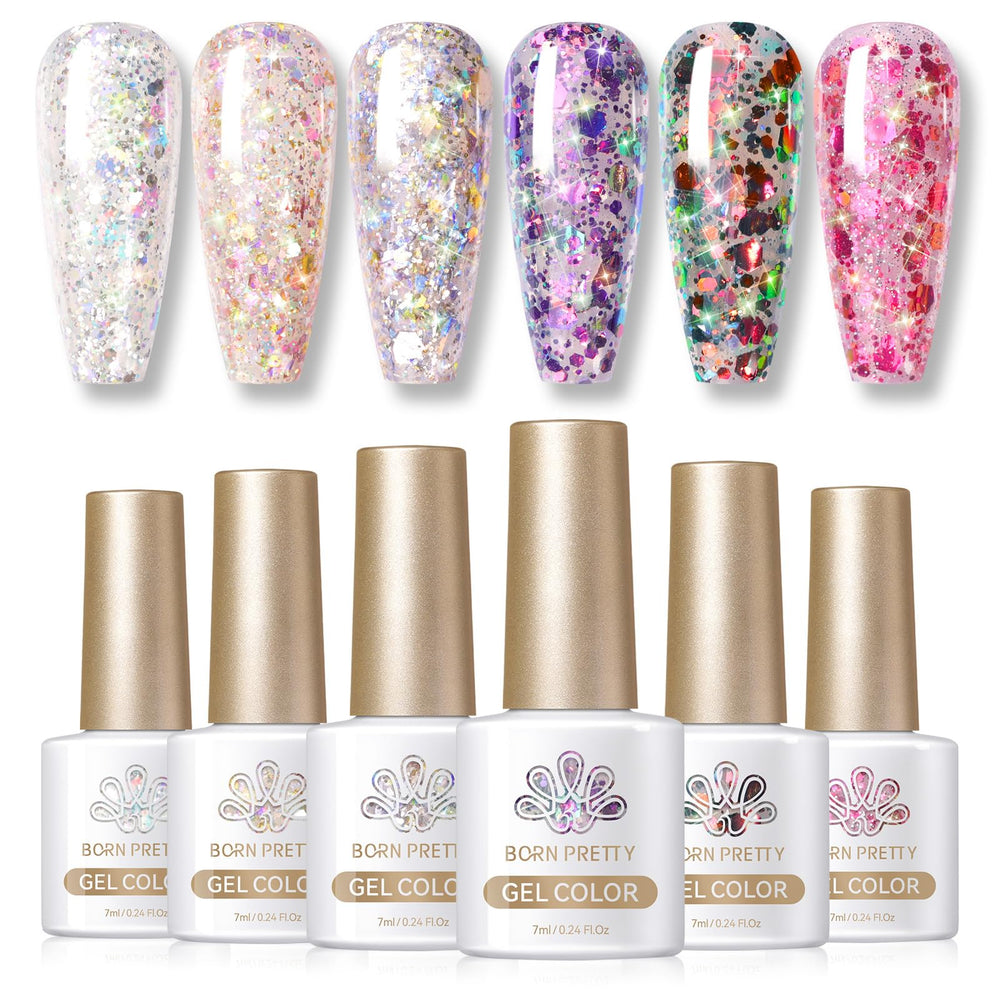 Born Pretty pink glitter gel polish for dazzling nails with long-lasting shine