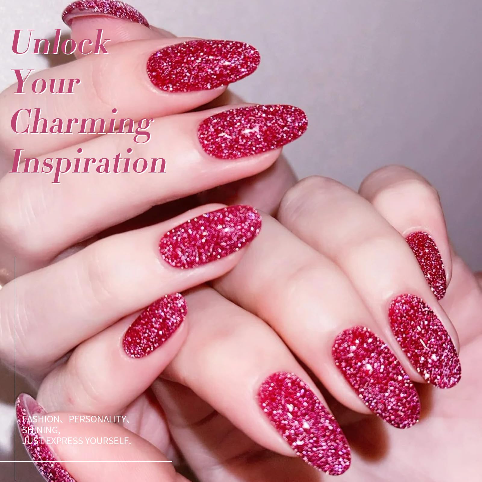 Born Pretty pink glitter gel polish captures LED flash for a dazzling look.
