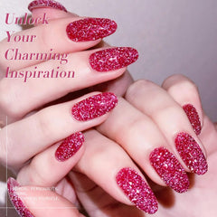 Born Pretty pink glitter gel polish captures LED flash for a dazzling look.