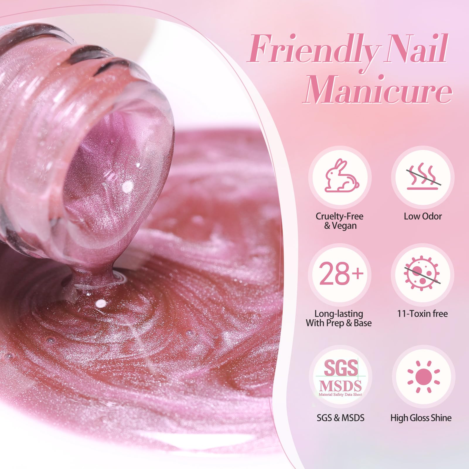 Born Pretty Pink Moonlight Cat Gel delivers vibrant color with shimmering cat-eye effect