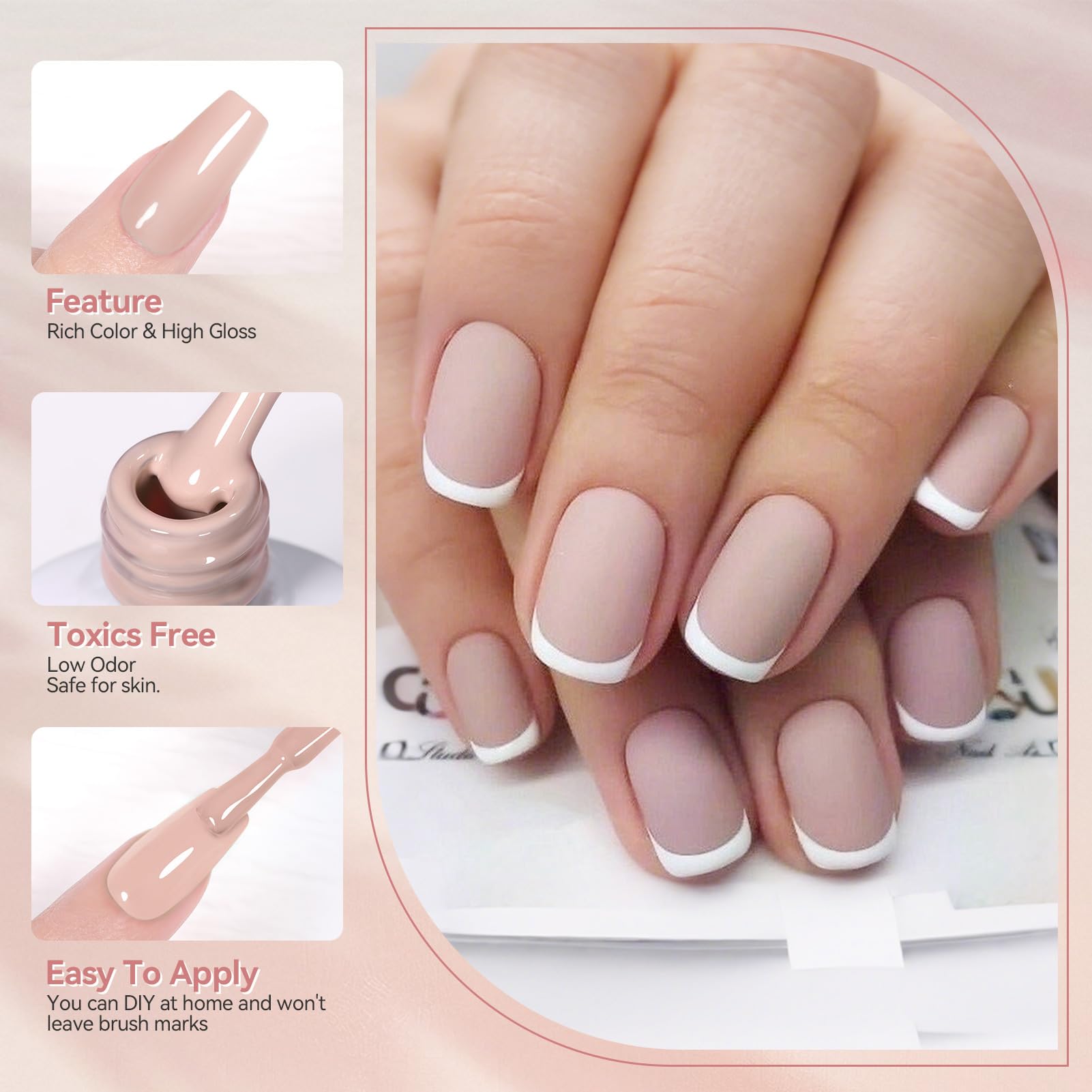 At-home manicure with Born Pretty pink nude gel polish for DIY beauty.