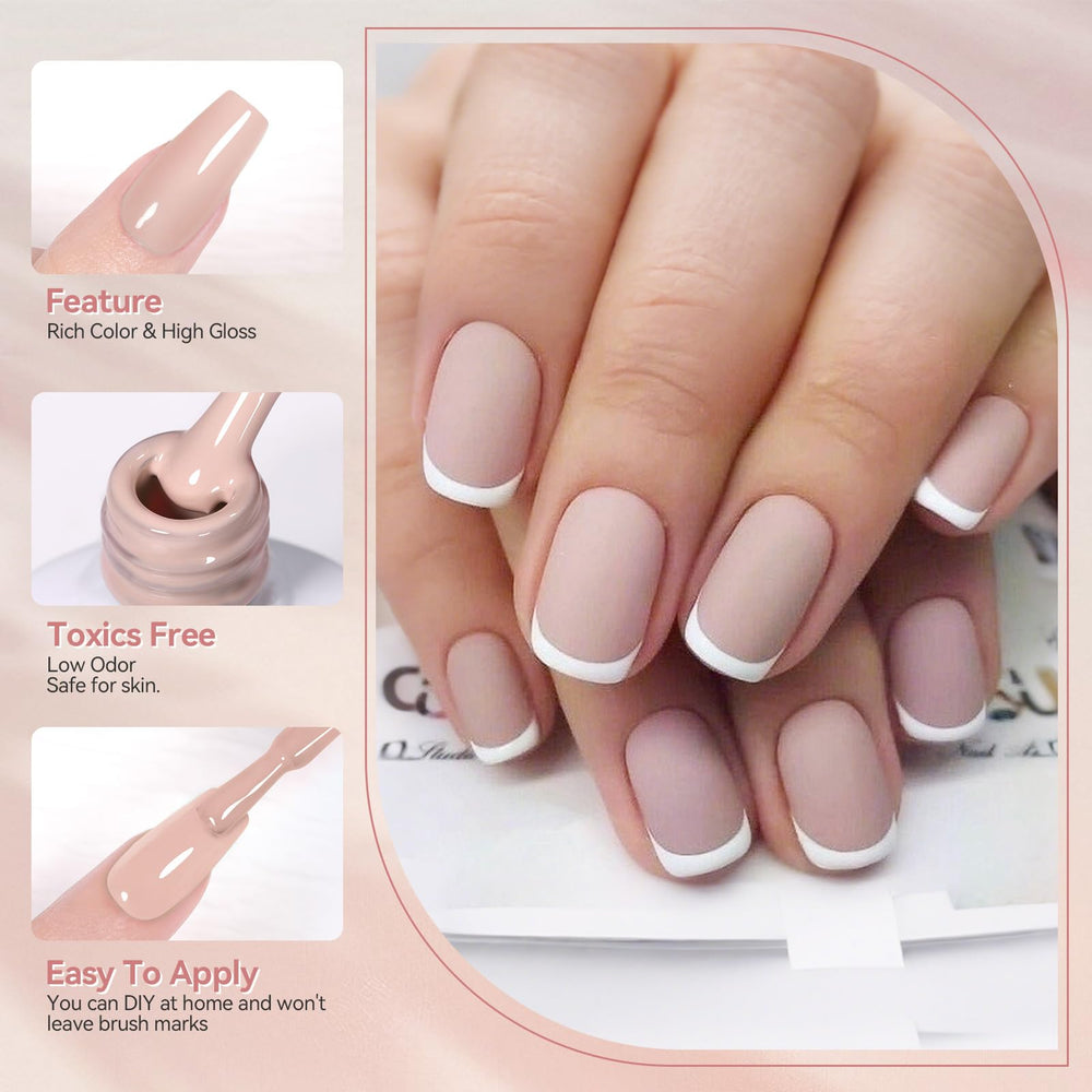 At-home manicure with Born Pretty pink nude gel polish for DIY beauty.