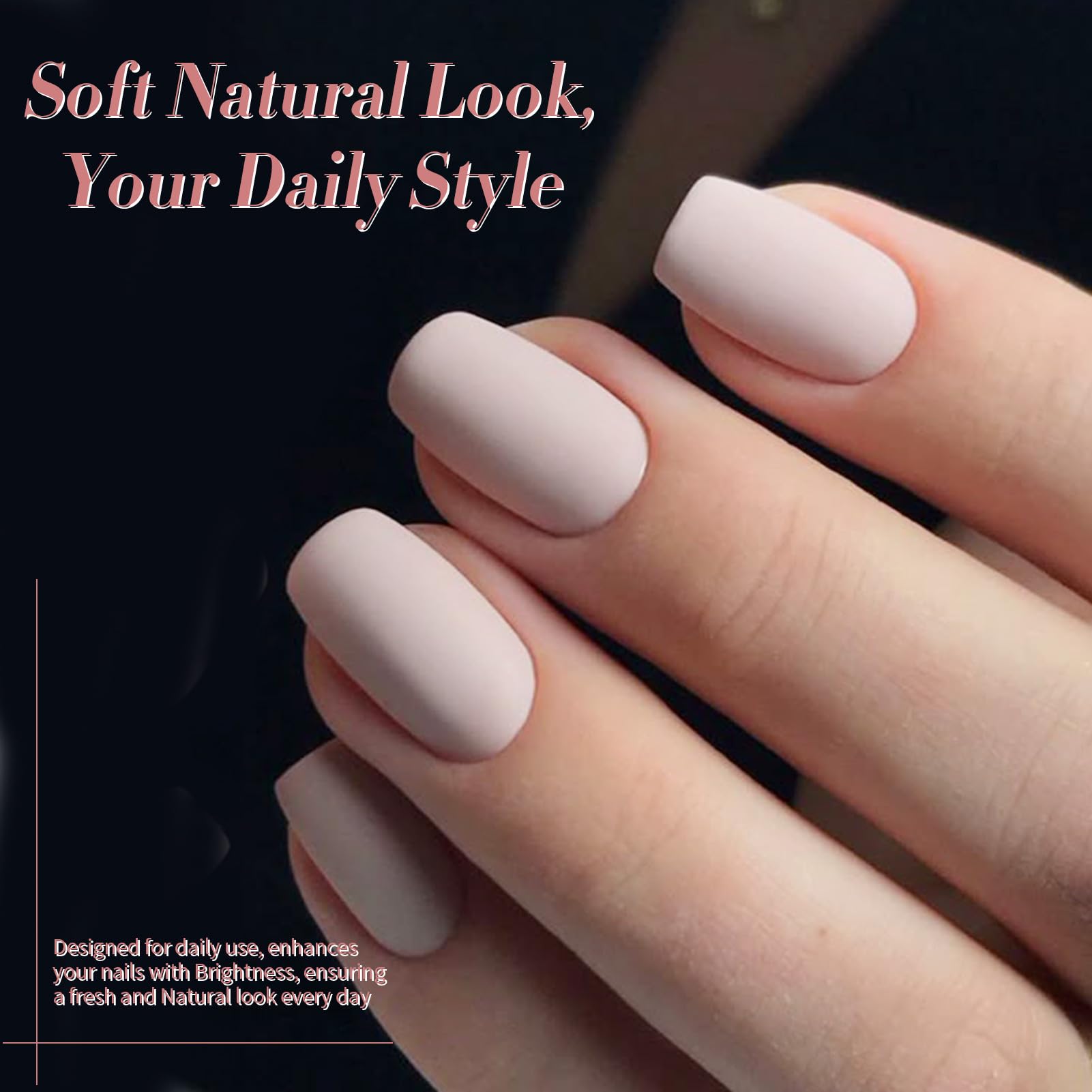 Nails with Born Pretty pink nude gel polish showing shine and wear.