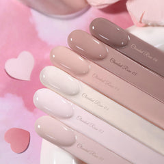 Born Pretty pink nude gel polish color swatches in soft versatile tones.
