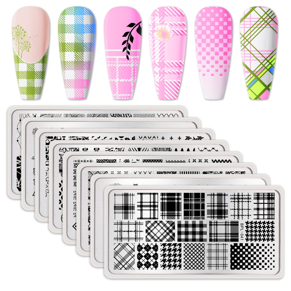 Born Pretty plaid stamping plate for quick chic nail art designs