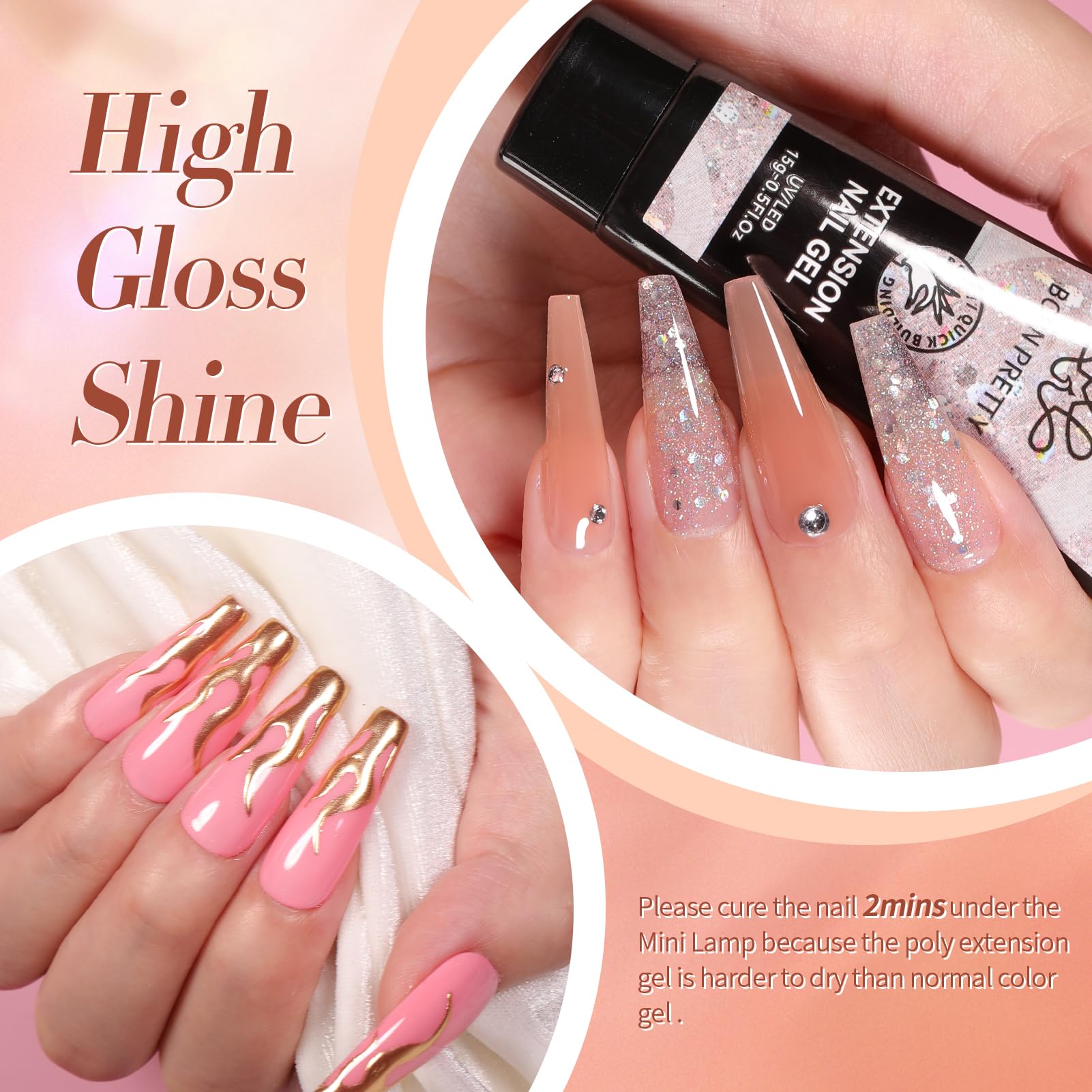 Dual forms pen aids shaping and accurate gel placement.
