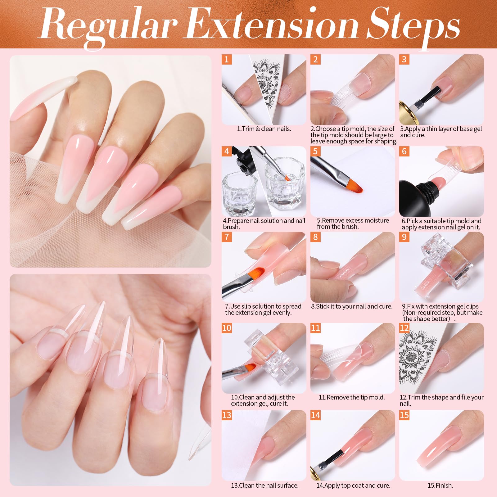 French manicure setup option with nude and white shades.