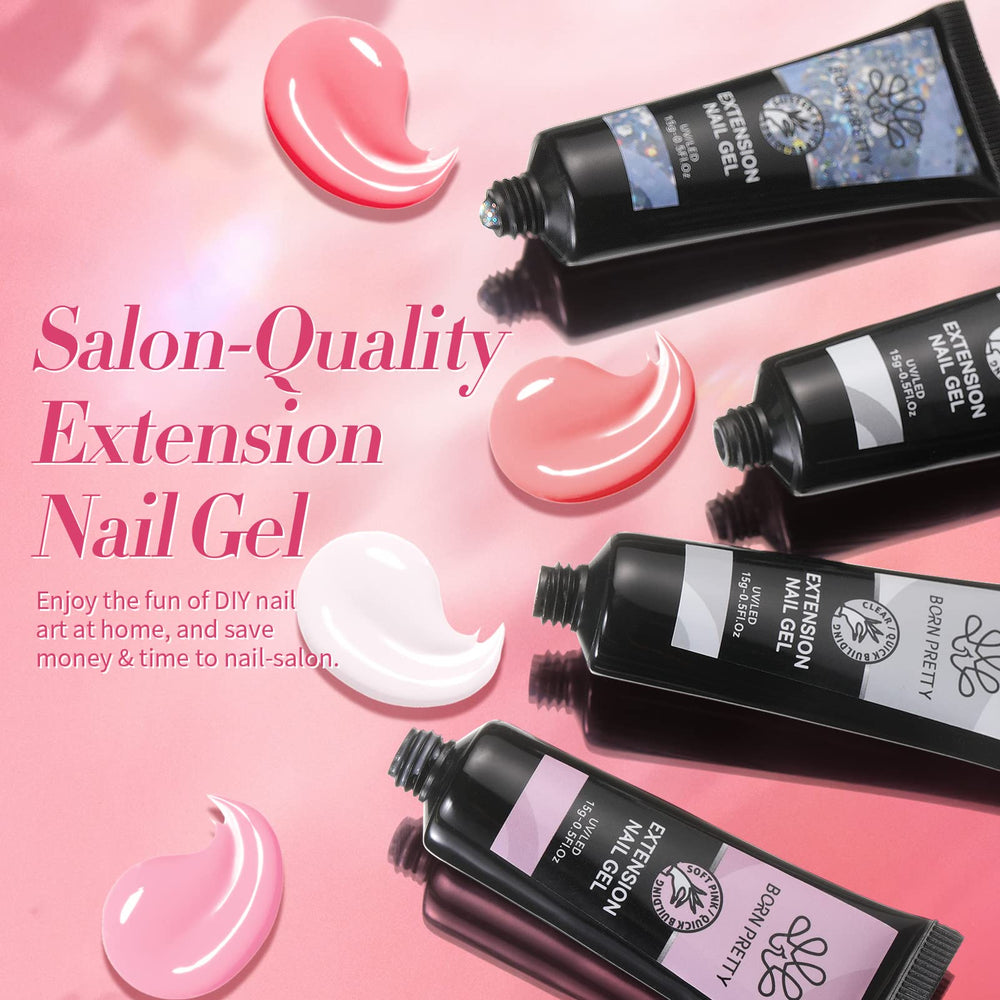 Born Pretty clear poly nail gel provides a clean base for DIY nails