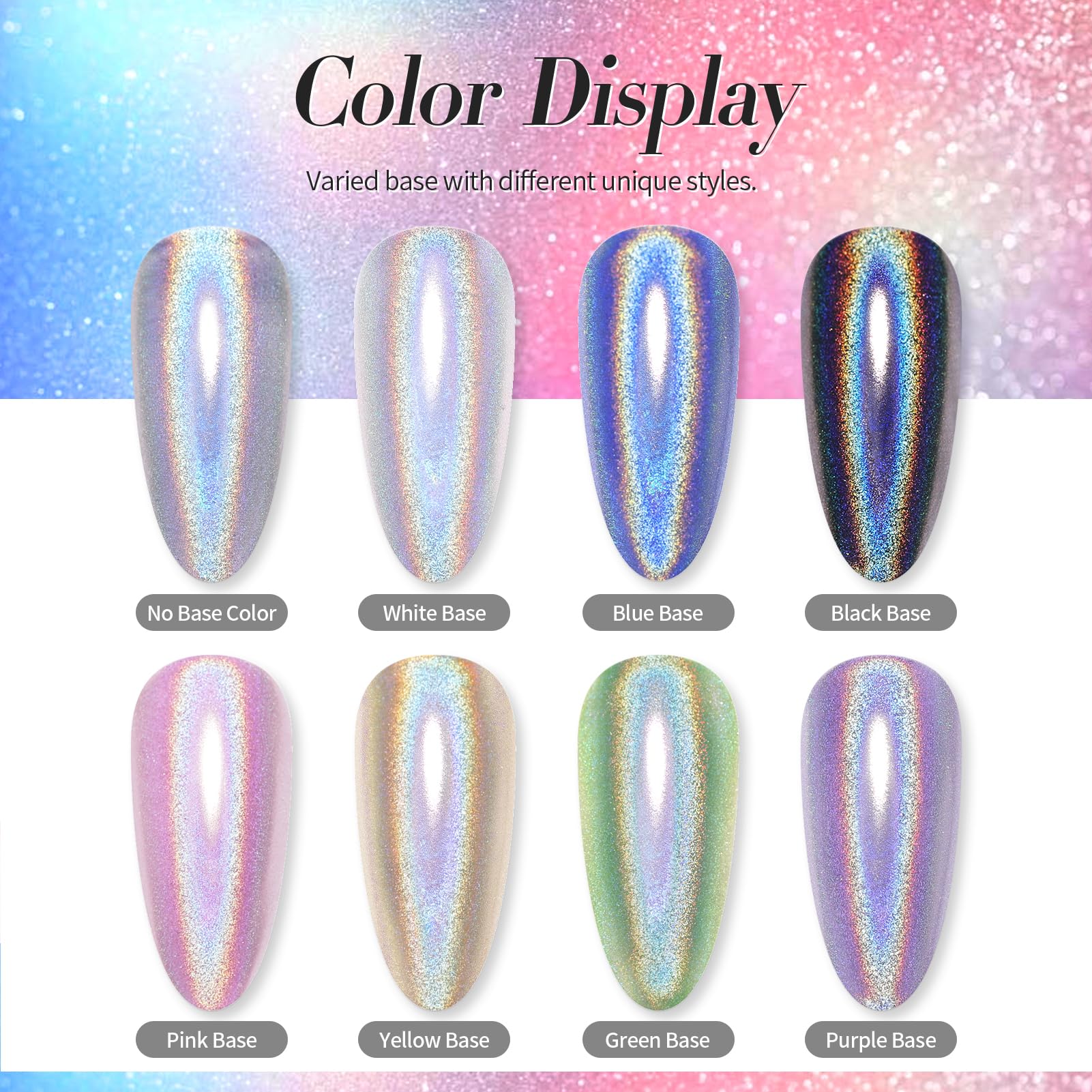 Born Pretty rainbow iridescent finish swatch highlighting shifting colors under light