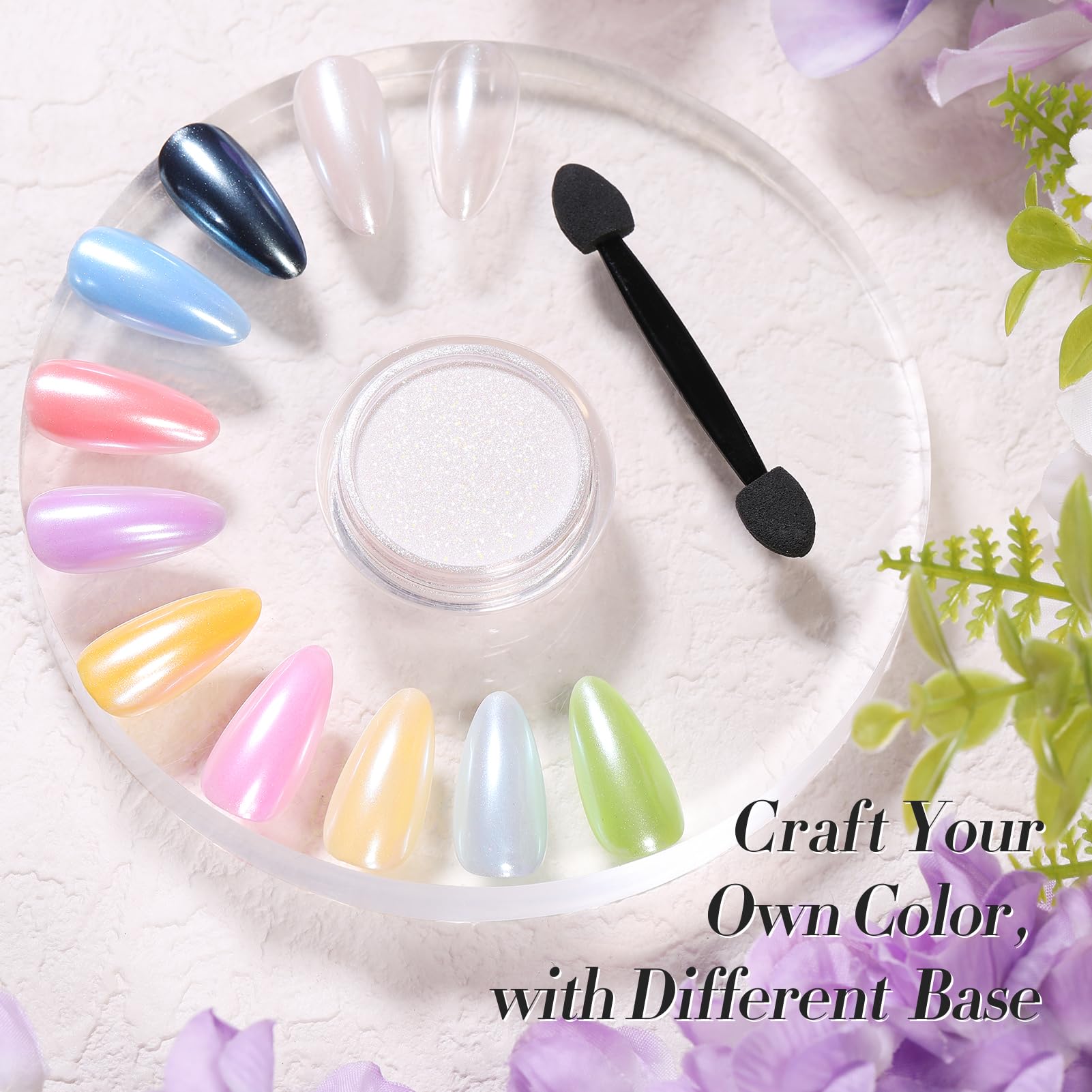 Born Pretty rainbow shimmer powder enhances bold nail art.