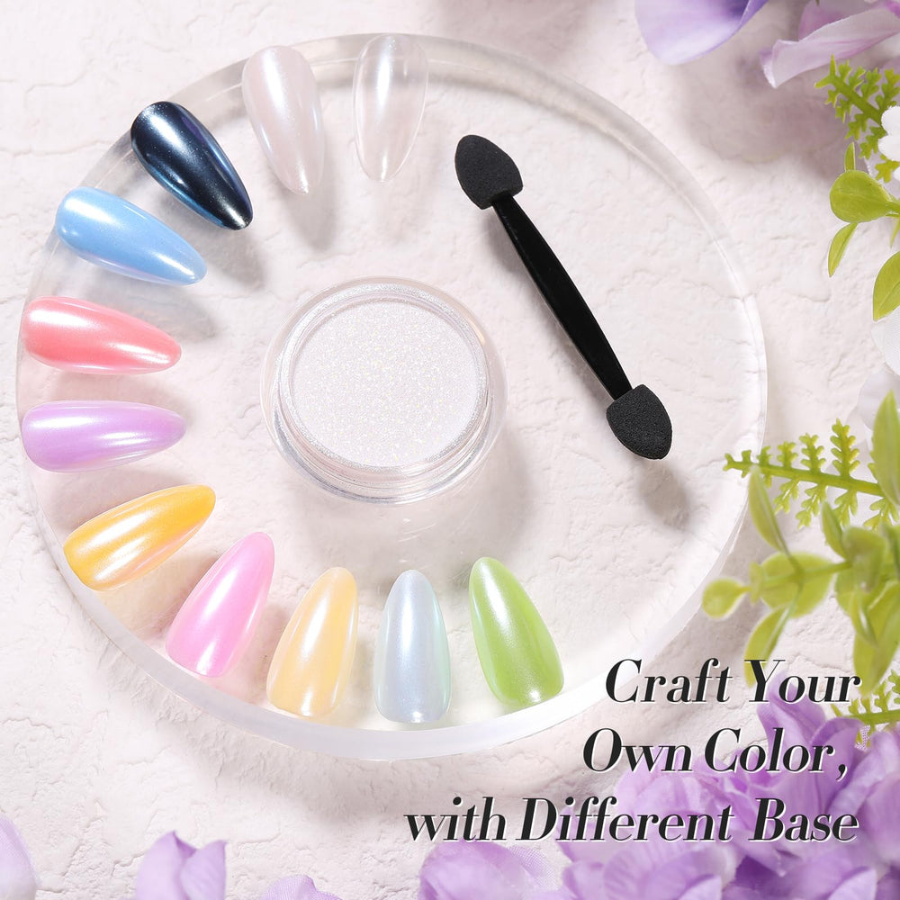 Born Pretty rainbow shimmer powder enhances bold nail art.