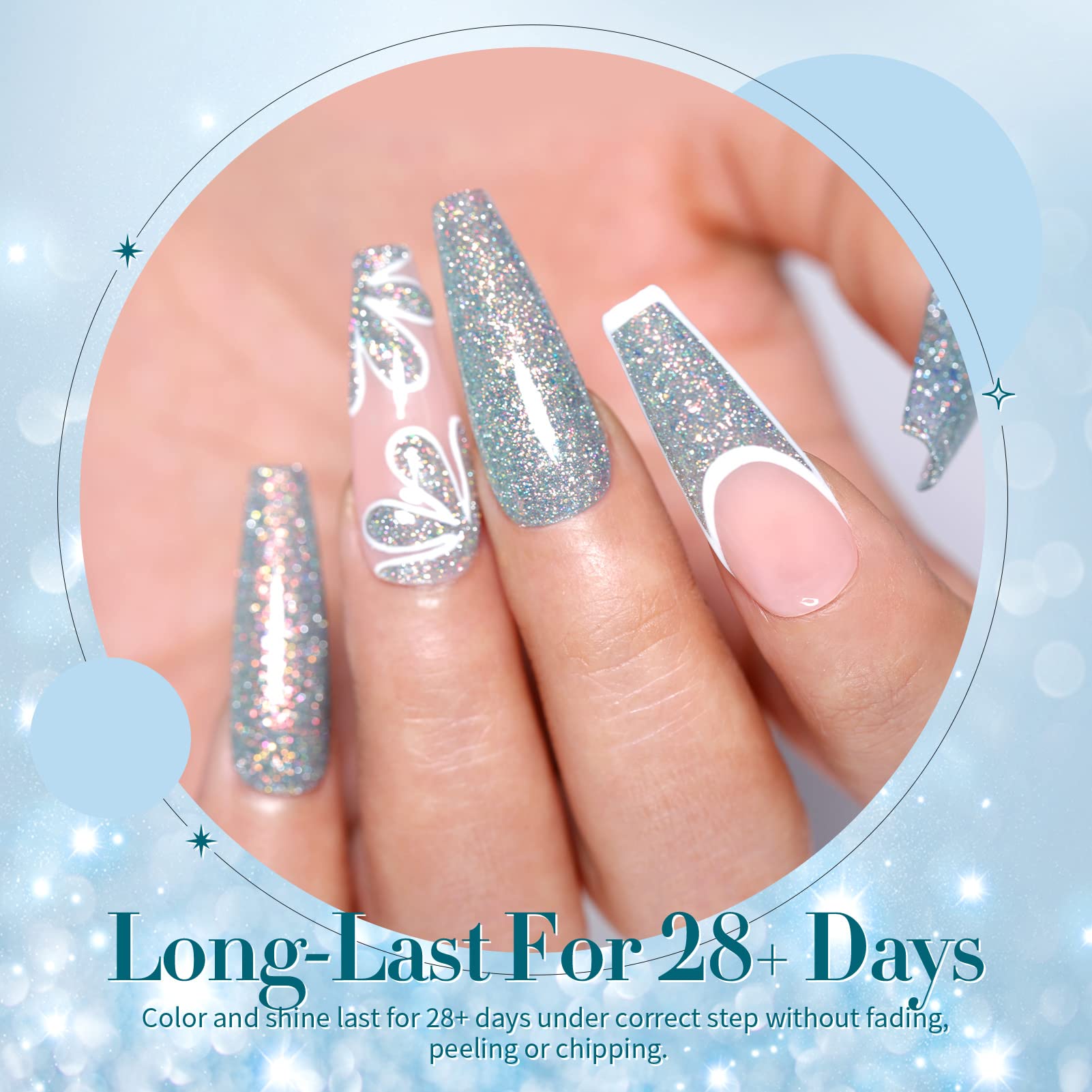 Born Pretty holographic glitter gel polish in sunlight reveals subtle sun-kissed shimmer.