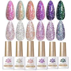 Born Pretty reflective glitter gel nail polish bottle closeup showing star-like sparkle for chic manicures.