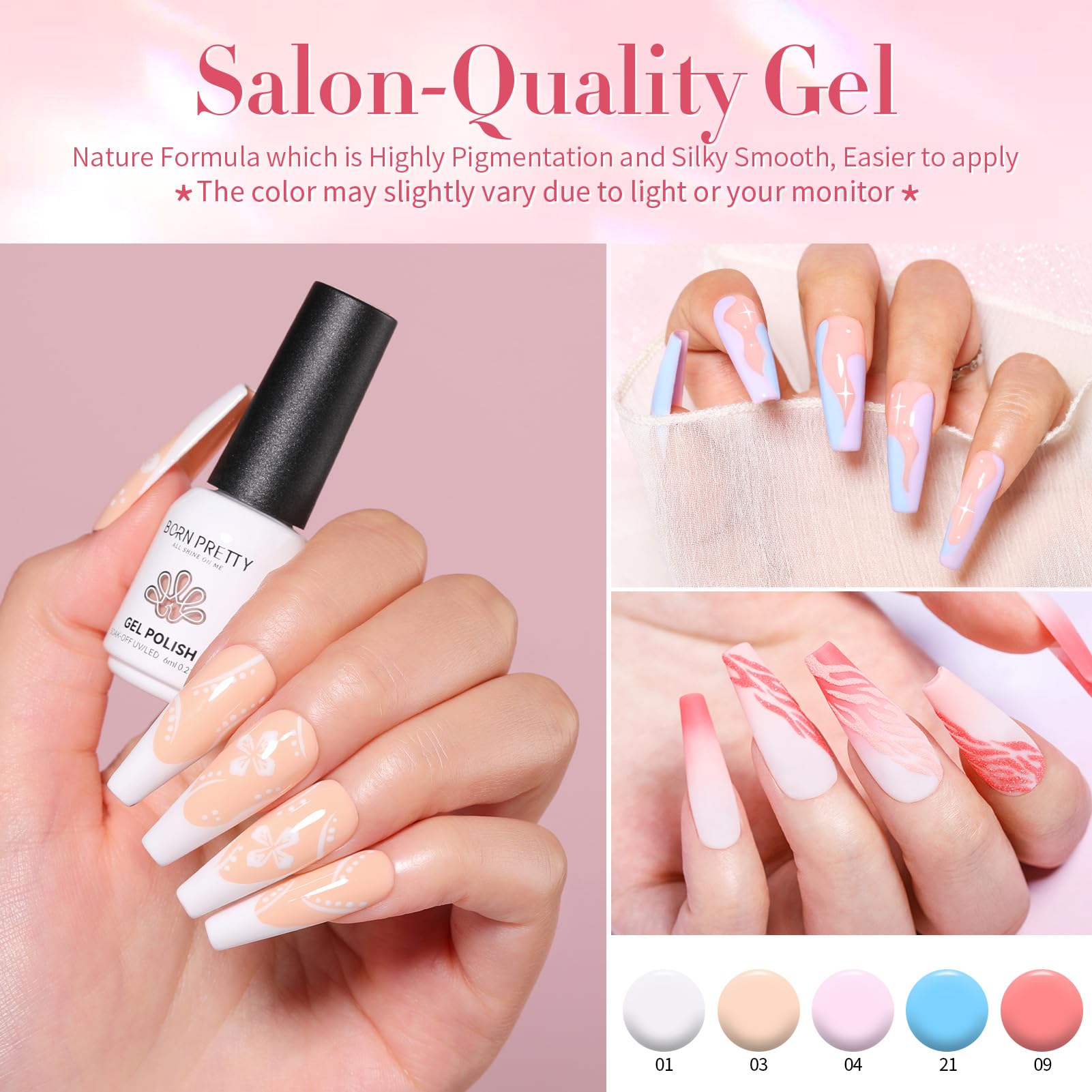 Born Pretty reflective top coat adding shimmer depth