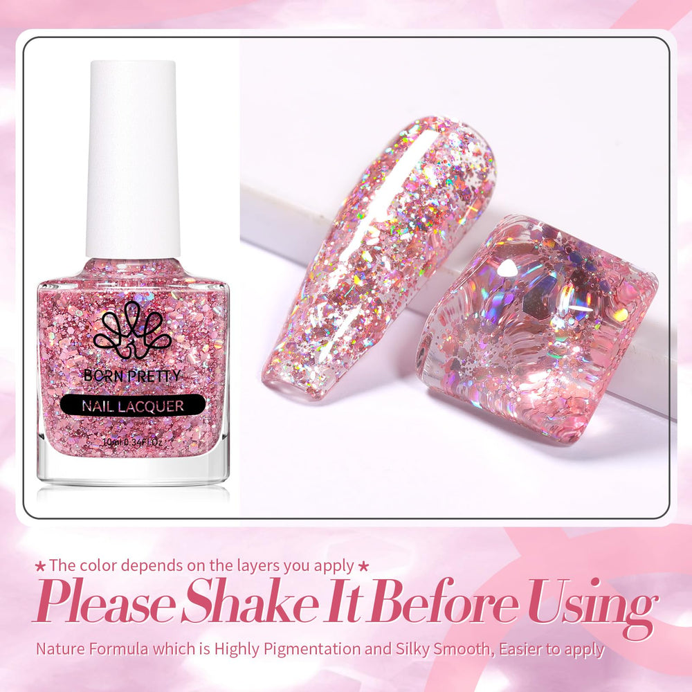 Born Pretty rose gold glitter sequins on nail for glamorous manicure