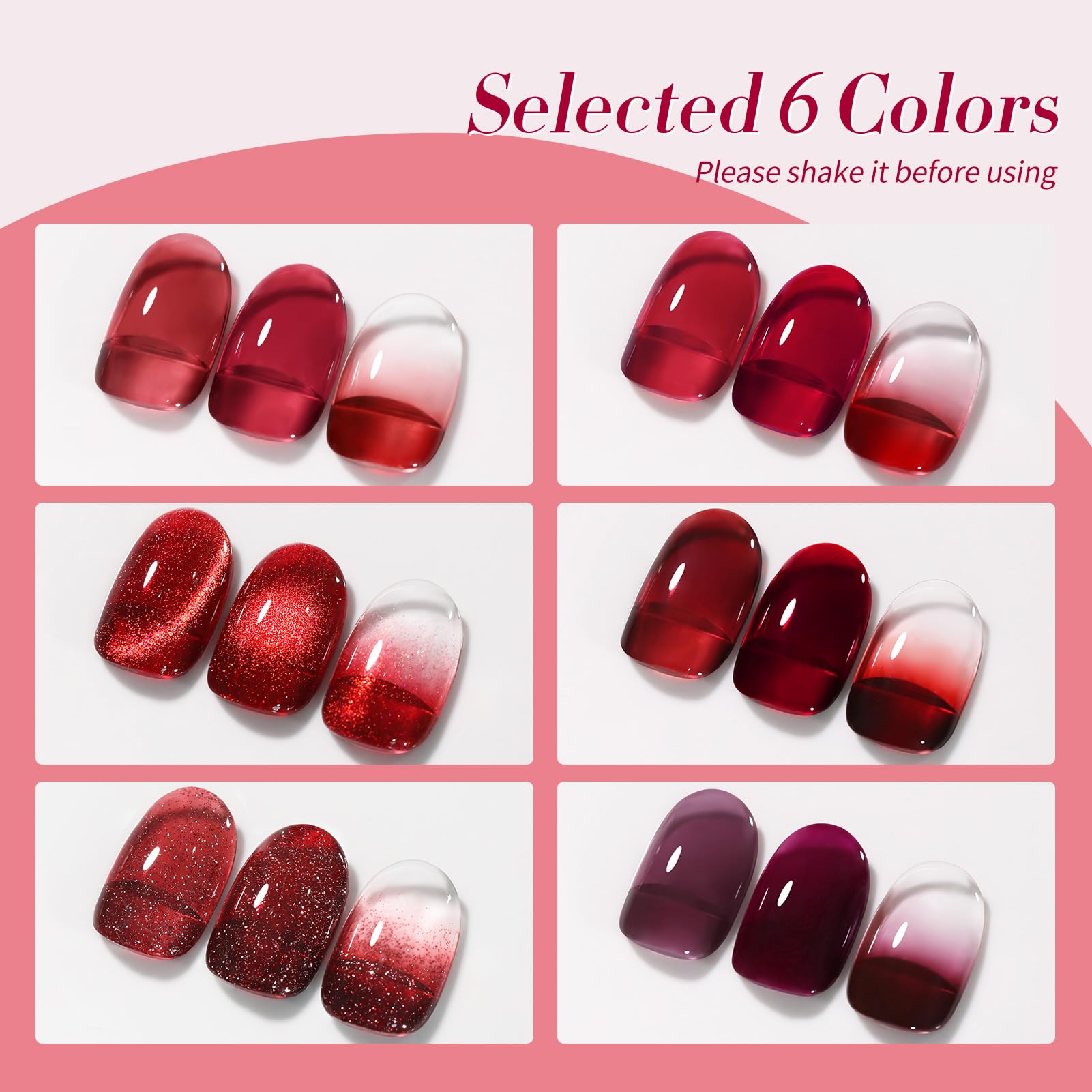 Born Pretty ruby red glitter cat-eye gel polish highlights magnetic effect for chic nails
