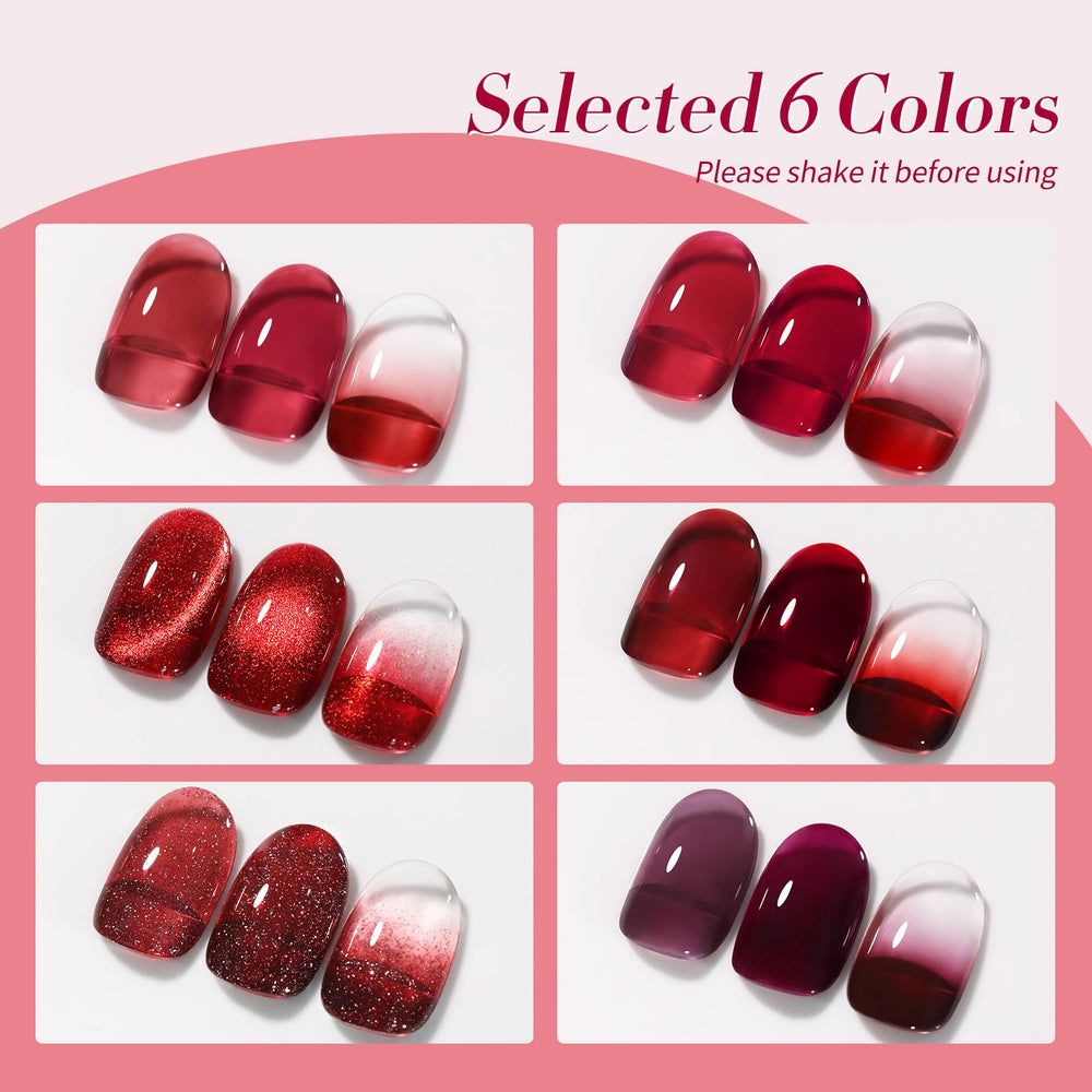 Born Pretty ruby red glitter cat-eye gel polish highlights magnetic effect for chic nails
