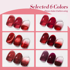 Born Pretty ruby red glitter cat-eye gel polish highlights magnetic effect for chic nails