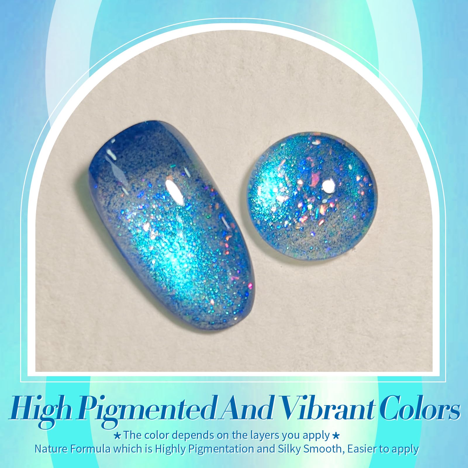 Born Pretty aurora blue shimmer with magnetic effect in light