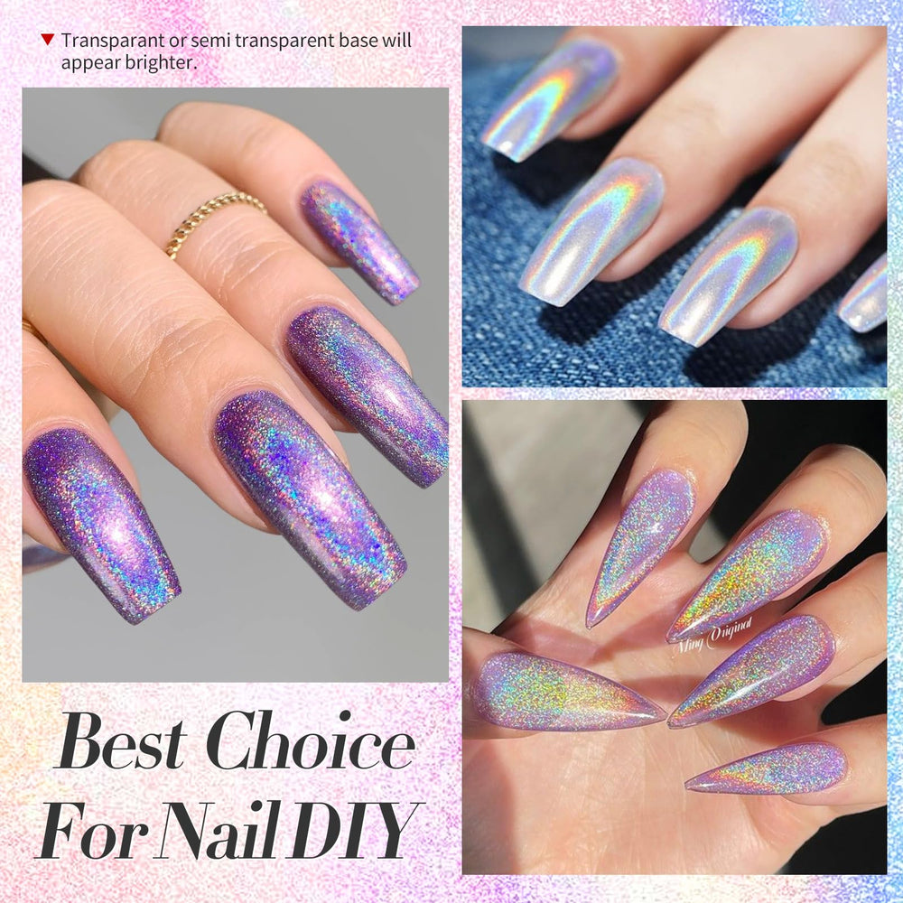 Born Pretty silver mirror effect powder on natural nails for subtle shine