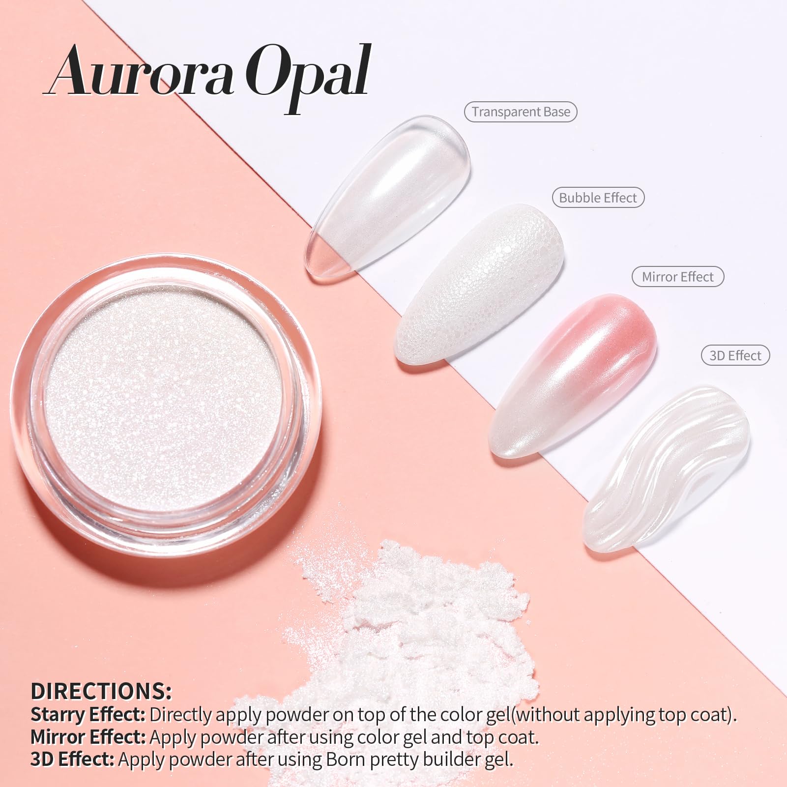 Born Pretty silver mirror powder adds a reflective finish to manicure.