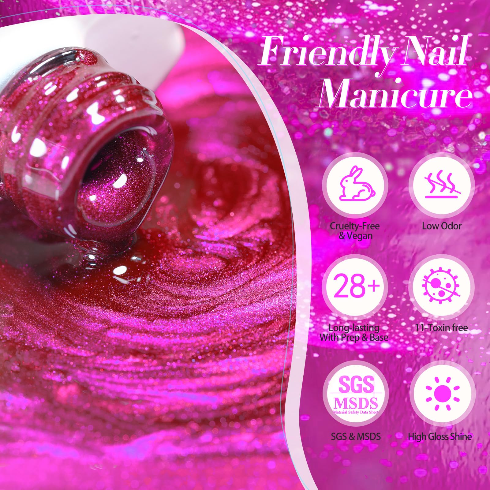 Soak-off removal of Born Pretty magnetic gel polish with standard methods