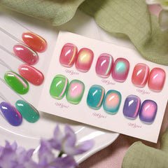 Born Pretty Spring Cat Magnetic Eye Pink polish shows vivid pink with cat-eye shimmer for DIY nails.