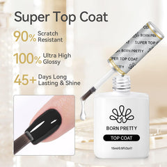 Born Pretty Top Gel application in progress delivers smooth, even coats at home.