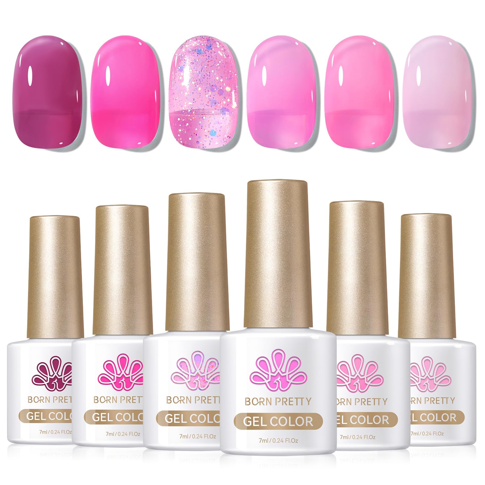 Born Pretty translucent pink gel layering closeup demonstrates customizable coverage
