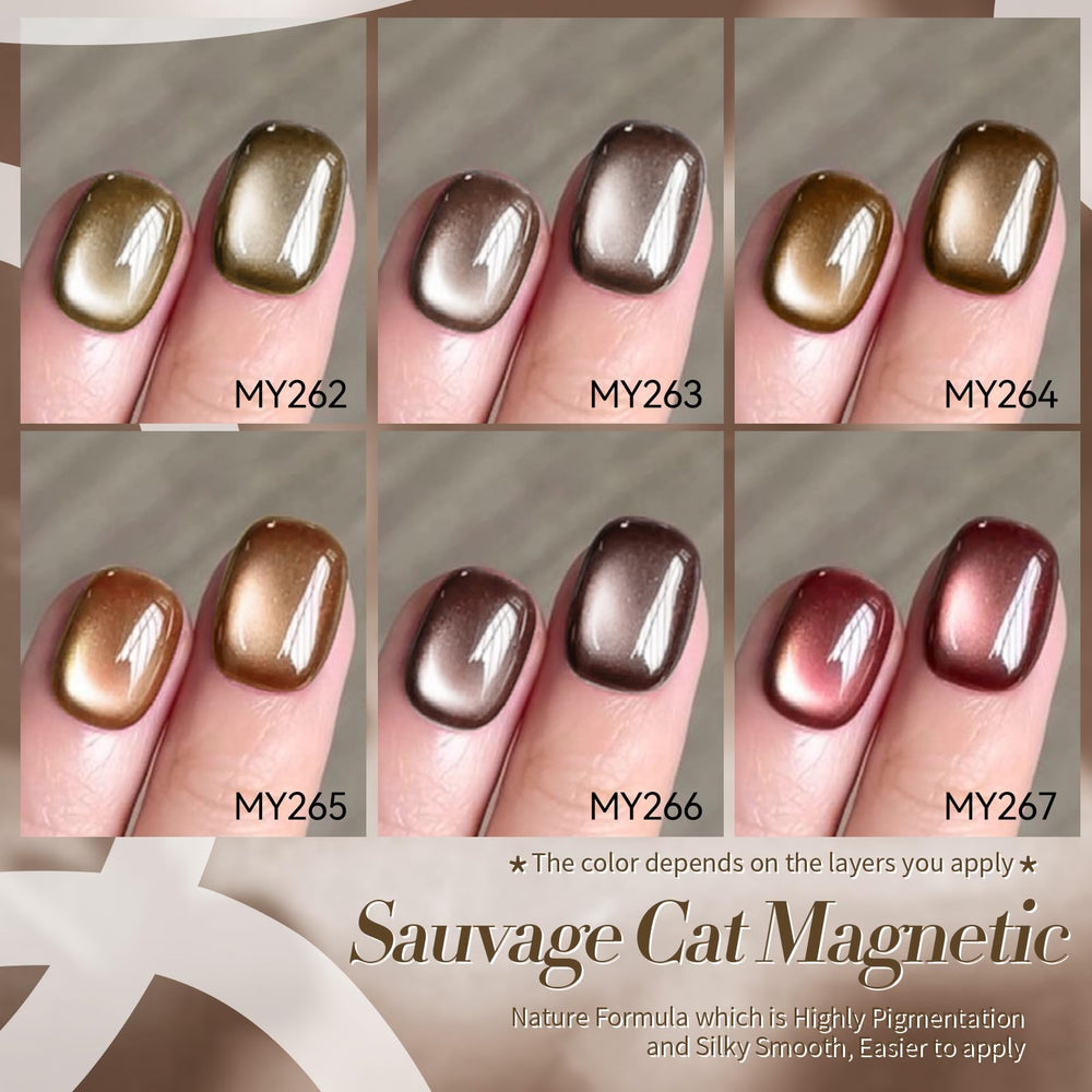 Born Pretty water-light brown gel with magnetic eye effect enhances natural nail charm.