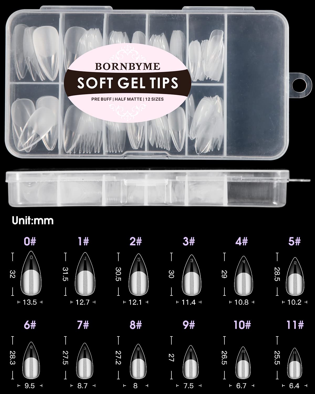 BORNBYME Customizable tips can be cut or filled to your preferred length.