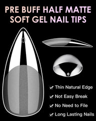 BORNBYME Soft Gel Tips Medium Stiletto, no-crease and flexible for smooth color fit.