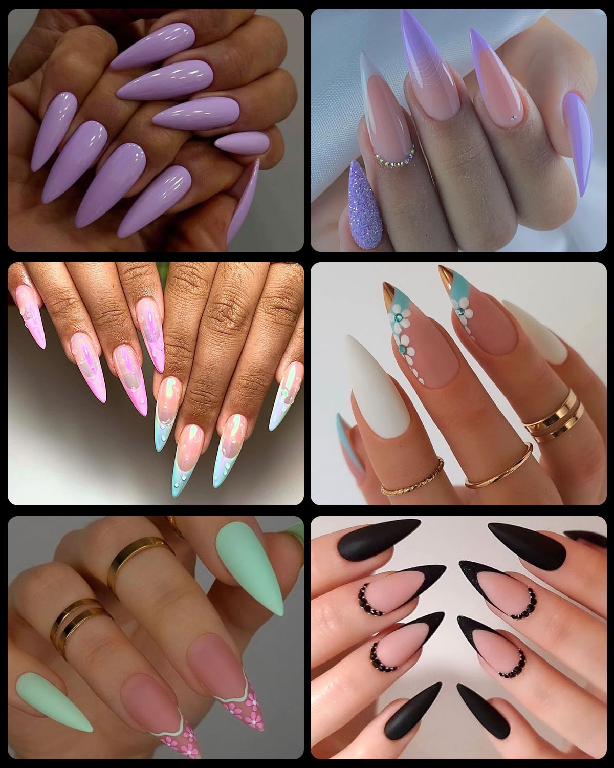 BORNBYME Ultra-thin root Stiletto gel tips for lightweight wear.
