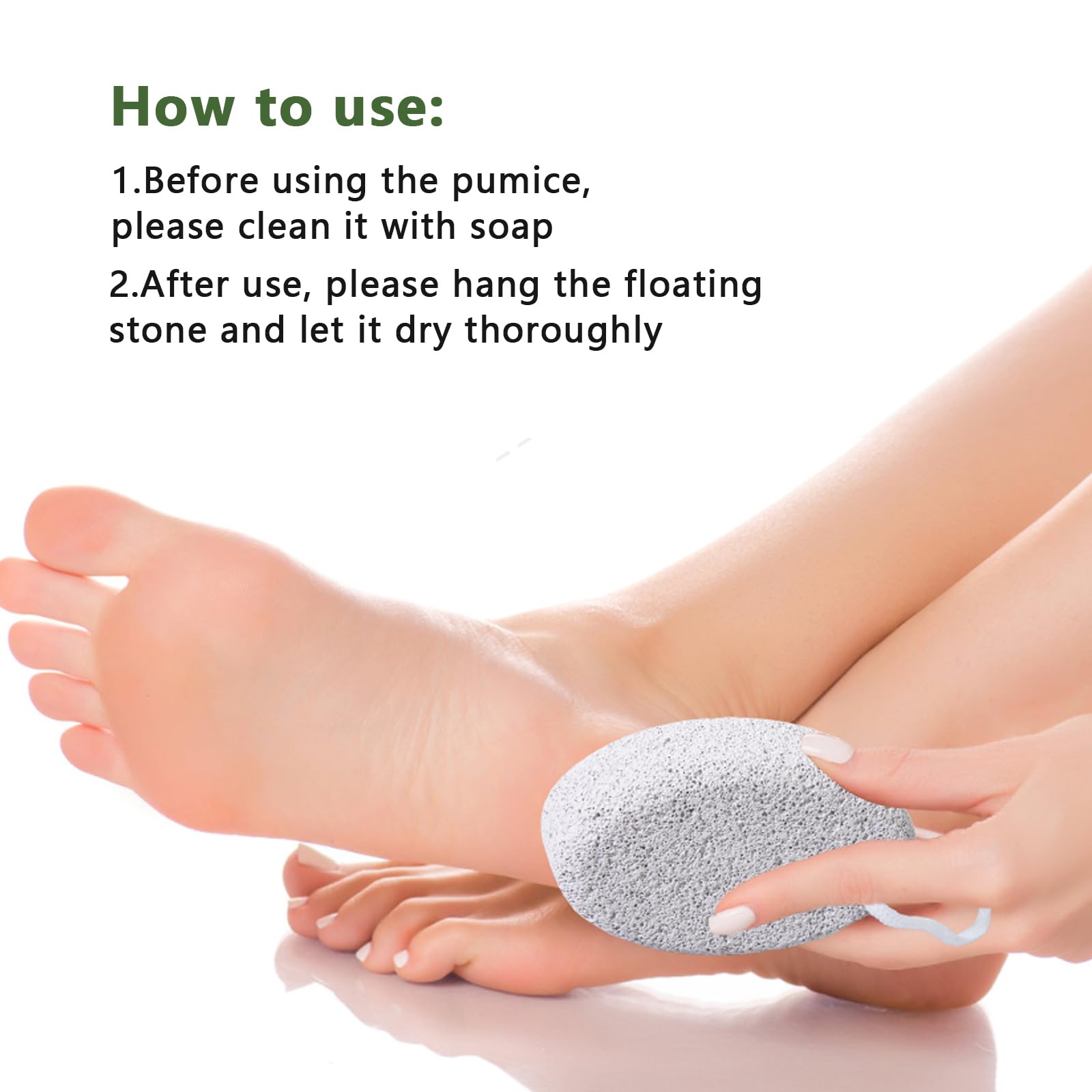Borogo pumice stone used wet for optimal exfoliation and softer skin.
