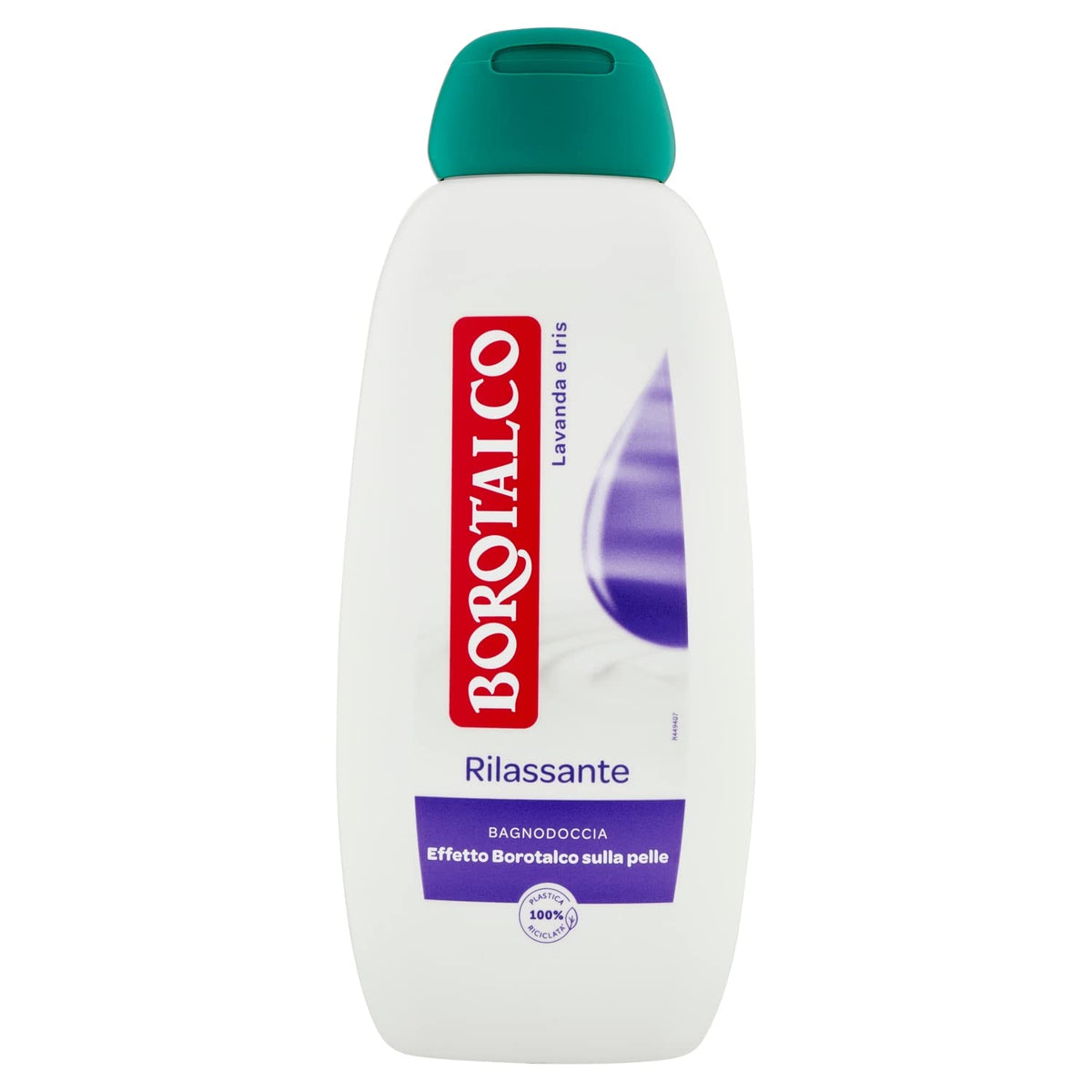 Borotalco Relaxing Body Wash bottle with lavender-iris scent for calm mornings